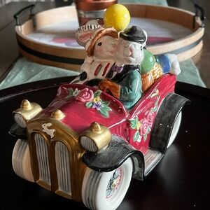 Fitz and Floyd VINTAGE 1995 Easter Bunnies Car Cookie Candy Dish~see pics